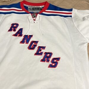 Reebok White and Blue Rangers Jersey